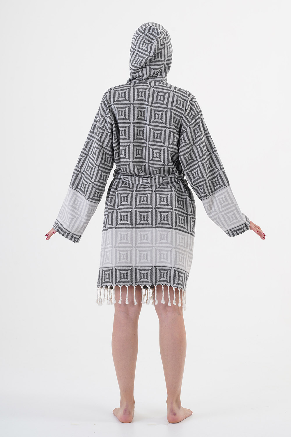 [CHAPUTS Square Black Bathrobe] Peshtemal Turkish Towel Bathrobe Fouta